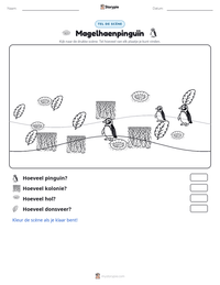 Magelhaenpinguïn afdrukbare werkblad voorbeeld