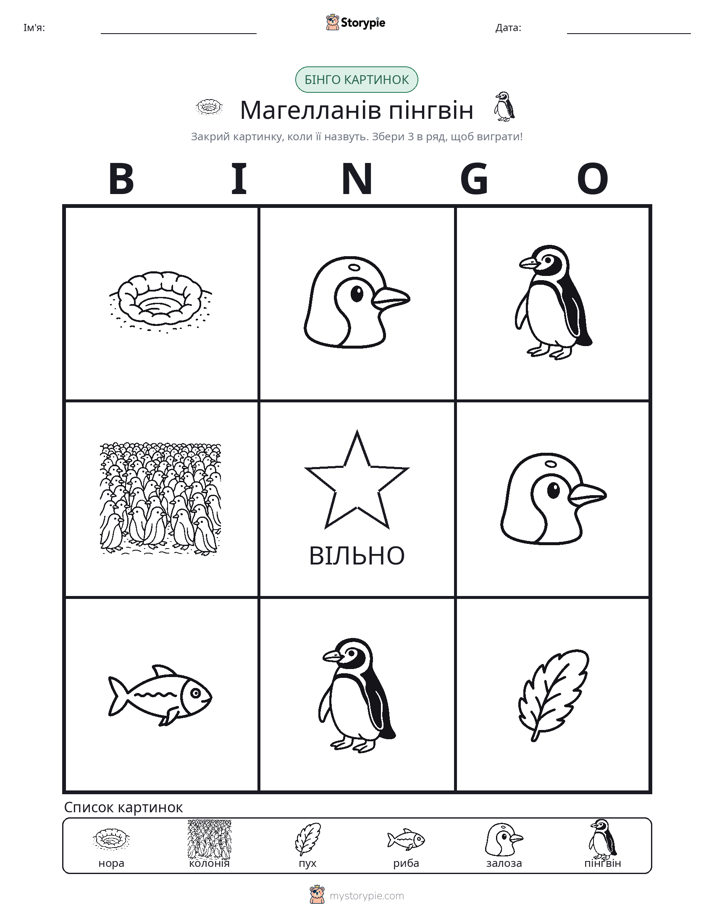 Бінго з Малюнками