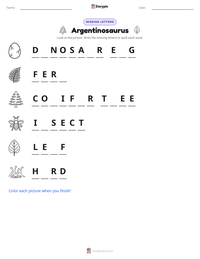 Argentinosaurus printable worksheet preview