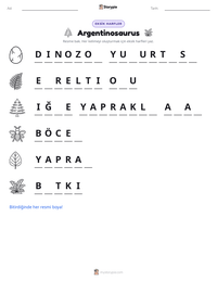 Argentinosaurus yazdırılabilir çalışma sayfası önizlemesi