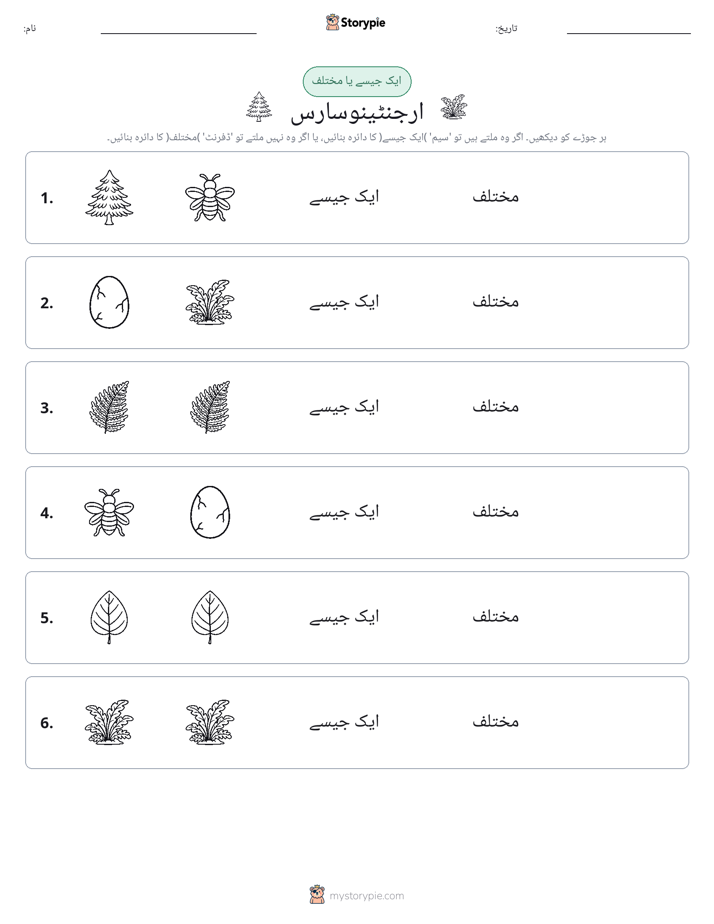 ایک جیسا یا مختلف