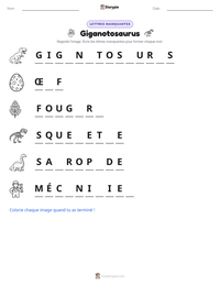 Aperçu de la feuille de travail imprimable Giganotosaurus