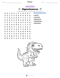 Vista previa de la hoja de trabajo imprimible de Giganotosaurus