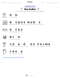 Vista previa de la hoja de trabajo imprimible de Oso Andino