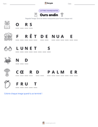 Aperçu de la feuille de travail imprimable Ours andin