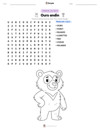 Aperçu de la feuille de travail imprimable Ours andin