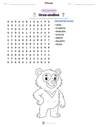 Prévia da folha de atividades imprimível Urso-andino