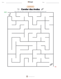 Aperçu de la feuille de travail imprimable Condor des Andes