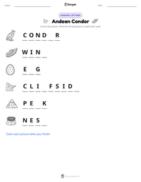 Andean Condor printable worksheet preview
