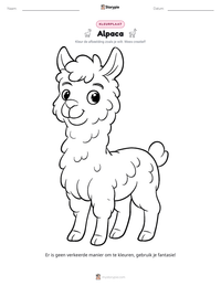 Alpaca afdrukbare werkblad voorbeeld