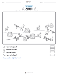 Alpaca afdrukbare werkblad voorbeeld