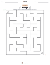 Aperçu de la feuille de travail imprimable Alpaga