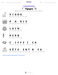 Aperçu de la feuille de travail imprimable Vigogne