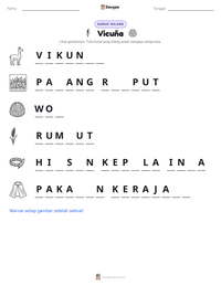 Prabaca lembar kerja cetak Vicuña