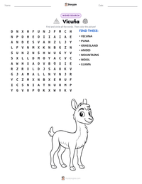 Vicuña printable worksheet preview
