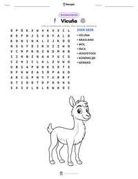 Vicuña afdrukbare werkblad voorbeeld