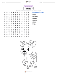 Vista previa de la hoja de trabajo imprimible de Pudú