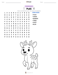 Pudú afdrukbare werkblad voorbeeld