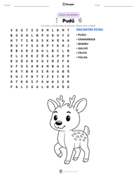 Prévia da folha de atividades imprimível Pudú