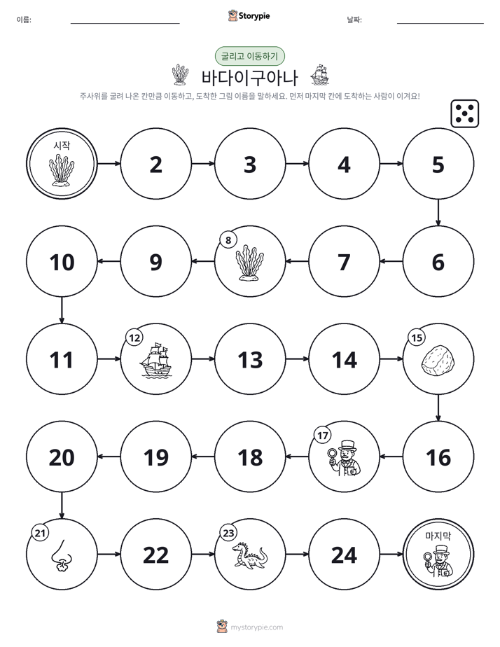 주사위 굴리고 이동하기 게임