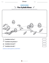 Aperçu de la feuille de travail imprimable Fou à pieds bleus