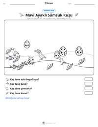Mavi Ayaklı Sümsük Kuşu yazdırılabilir çalışma sayfası önizlemesi