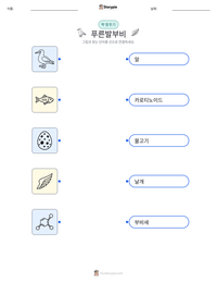 푸른발부비 인쇄 가능한 워크시트 미리보기