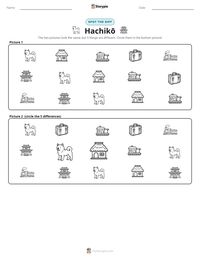 Hachikō printable worksheet preview