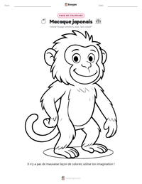 Aperçu de la feuille de travail imprimable Macaque japonais