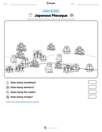 Japanese Macaque printable worksheet preview