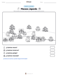 Vista previa de la hoja de trabajo imprimible de Macaco Japonés
