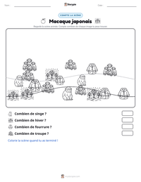 Aperçu de la feuille de travail imprimable Macaque japonais