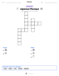 Japanese Macaque printable worksheet preview