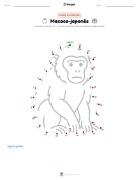 Prévia da folha de atividades imprimível Macaco-japonês