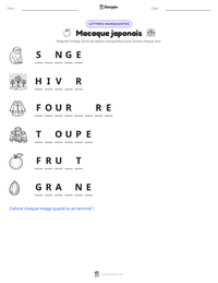 Aperçu de la feuille de travail imprimable Macaque japonais