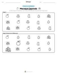 Aperçu de la feuille de travail imprimable Macaque japonais