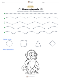 Prévia da folha de atividades imprimível Macaco-japonês