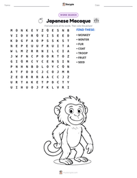 Japanese Macaque printable worksheet preview
