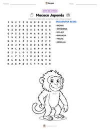 Vista previa de la hoja de trabajo imprimible de Macaco Japonés