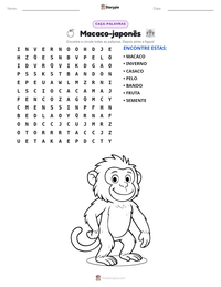 Prévia da folha de atividades imprimível Macaco-japonês