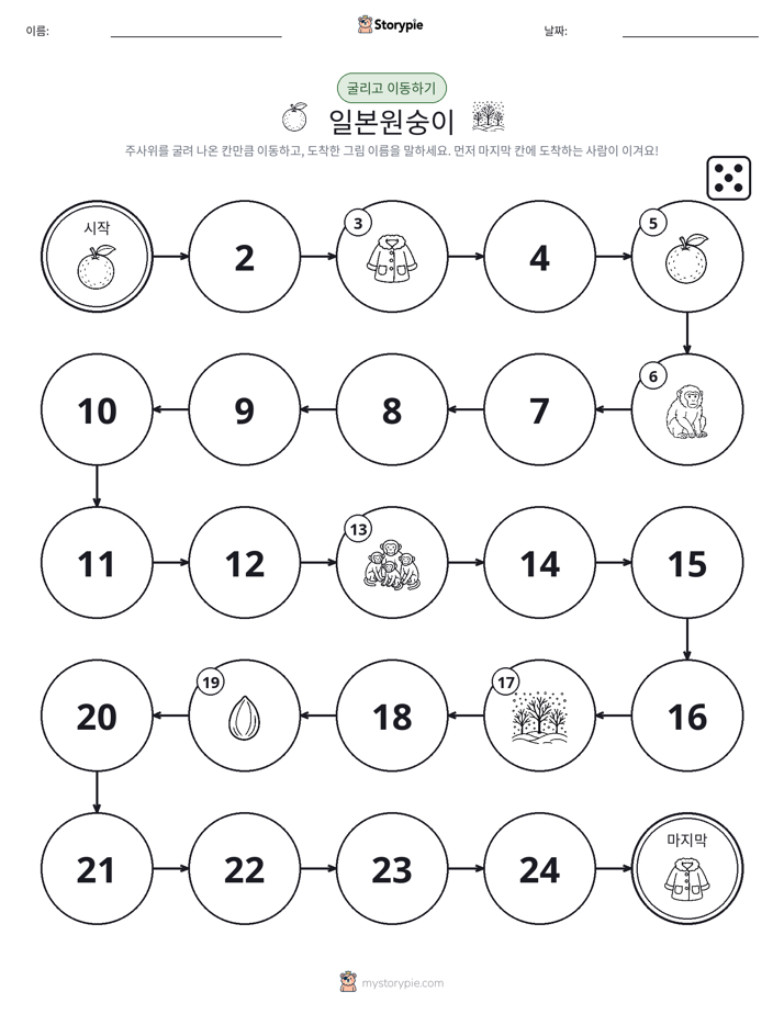 주사위 굴리고 이동하기 게임