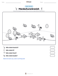 Mandschurenkranich druckbare Arbeitsblatt Vorschau