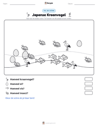 Japanse Kraanvogel afdrukbare werkblad voorbeeld