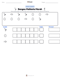 Prabaca lembar kerja cetak Bangau Mahkota Merah