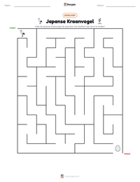 Japanse Kraanvogel afdrukbare werkblad voorbeeld