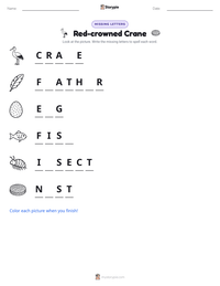 Red-crowned Crane printable worksheet preview
