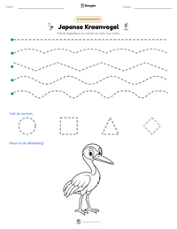 Japanse Kraanvogel afdrukbare werkblad voorbeeld