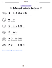Aperçu de la feuille de travail imprimable Salamandre géante du Japon