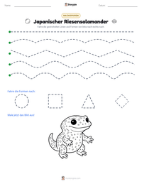 Japanischer Riesensalamander druckbare Arbeitsblatt Vorschau