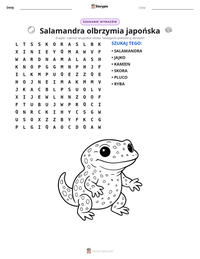Podgląd drukowalnego arkusza ćwiczeń Salamandra olbrzymia japońska